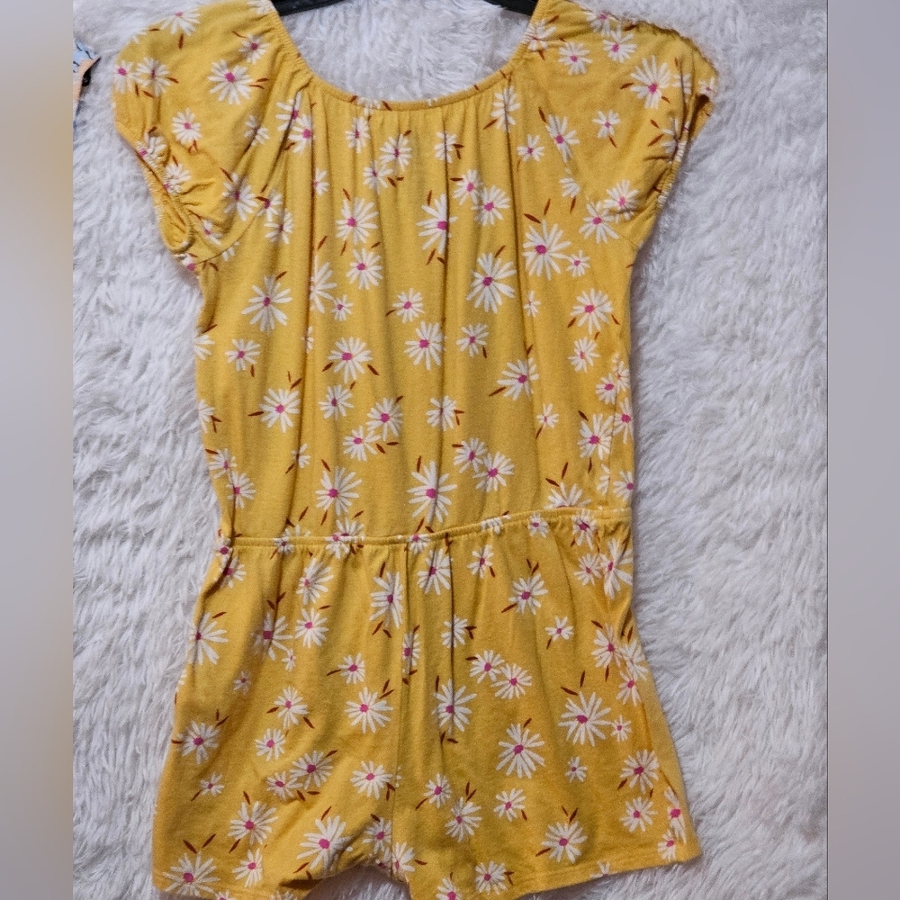 Carter's Floral Romper Set - Gray and Yellow Floral Girls Size 12 - Picture 11 of 14